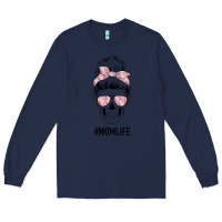 Navy Pink Flower Mom Skull Long Sleeve Tee - Bettercallsaul