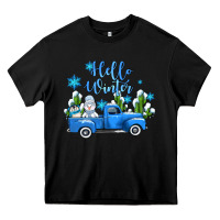 Black hello winter with sniwman and  truck Heavy Core Tee - AdoDesignShop