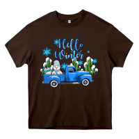 Chocolate Brown hello winter with sniwman and  truck Heavy Core Tee - AdoDesignShop