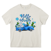 Cream hello winter with sniwman and  truck Heavy Core Tee - AdoDesignShop