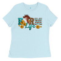 Baby Blue Western Farm Life Rooster Head Ladies Tee - LillyAllenDesigns