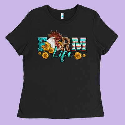 Western Farm Life Rooster Head Ladies Tee Designed By Lillyallendesigns