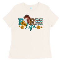 Bone Western Farm Life Rooster Head Ladies Tee - LillyAllenDesigns