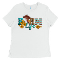 White Western Farm Life Rooster Head Ladies Tee - LillyAllenDesigns