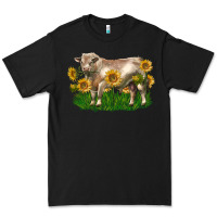 Black charolais bull with sunflowers Premium Tee - LillyAllenDesigns