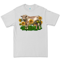 Dove Grey charolais bull with sunflowers Premium Tee - LillyAllenDesigns
