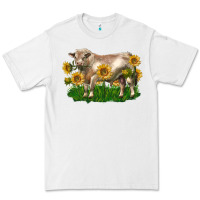 White charolais bull with sunflowers Premium Tee - LillyAllenDesigns