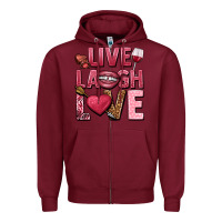 Burgundy Live laugh love Valentine's Day Zipper Hoodie - HowdyJamesFarm