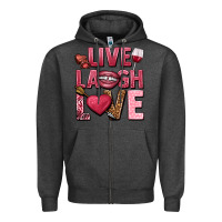 Charcoal Heather Live laugh love Valentine's Day Zipper Hoodie - HowdyJamesFarm