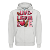 Dove Grey Live laugh love Valentine's Day Zipper Hoodie - HowdyJamesFarm