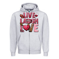 Heather Grey Live laugh love Valentine's Day Zipper Hoodie - HowdyJamesFarm