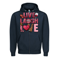 Navy Live laugh love Valentine's Day Zipper Hoodie - HowdyJamesFarm
