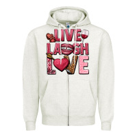 Oatmeal Heather Live laugh love Valentine's Day Zipper Hoodie - HowdyJamesFarm