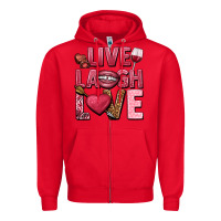 Red Live laugh love Valentine's Day Zipper Hoodie - HowdyJamesFarm