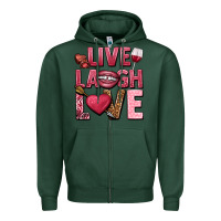 Sports Green Live laugh love Valentine's Day Zipper Hoodie - HowdyJamesFarm