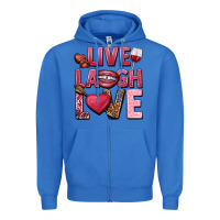 True Royal Live laugh love Valentine's Day Zipper Hoodie - HowdyJamesFarm