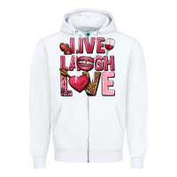 White Live laugh love Valentine's Day Zipper Hoodie - HowdyJamesFarm
