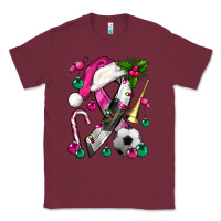 Burgundy Pink Christmas Breast Cancer Ribbon Soccer Classic Tee - BundleAndBundleShop
