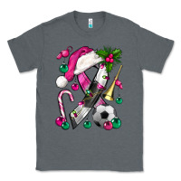 Charcoal Heather Pink Christmas Breast Cancer Ribbon Soccer Classic Tee - BundleAndBundleShop