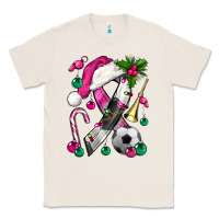 Natural Pink Christmas Breast Cancer Ribbon Soccer Classic Tee - BundleAndBundleShop