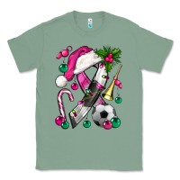 Sage Pink Christmas Breast Cancer Ribbon Soccer Classic Tee - BundleAndBundleShop