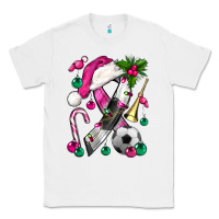 White Pink Christmas Breast Cancer Ribbon Soccer Classic Tee - BundleAndBundleShop