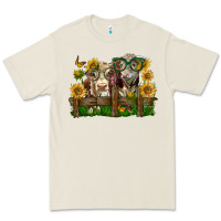 Bone hereford bull and heifer with sunflowers Premium Tee - LillyAllenDesigns