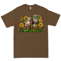 Cacao hereford bull and heifer with sunflowers Premium Tee - LillyAllenDesigns