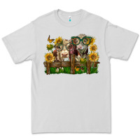Dove Grey hereford bull and heifer with sunflowers Premium Tee - LillyAllenDesigns