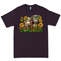 Plum hereford bull and heifer with sunflowers Premium Tee - LillyAllenDesigns