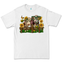 White hereford bull and heifer with sunflowers Premium Tee - LillyAllenDesigns