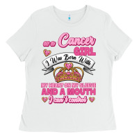 White As A Cancer Girl I Was Born With My Heart On My Sleeve And A Mouth Ladies Tee - Jasminsmagicworld