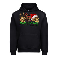 Black Peace Love Rock Christmas Urban Hoodie - CowhideDigitalArt