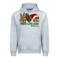 Heather Grey Peace Love Rock Christmas Urban Hoodie - CowhideDigitalArt