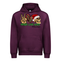 Mauve Wine Peace Love Rock Christmas Urban Hoodie - CowhideDigitalArt