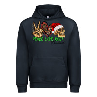Navy Peace Love Rock Christmas Urban Hoodie - CowhideDigitalArt