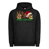 Pigment Black Peace Love Rock Christmas Urban Hoodie - CowhideDigitalArt