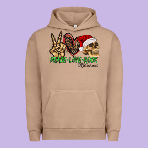 Peace Love Rock Christmas Urban Hoodie Designed By Cowhidedigitalart