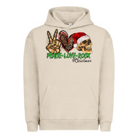 Pigment French Oak Peace Love Rock Christmas Urban Hoodie - CowhideDigitalArt