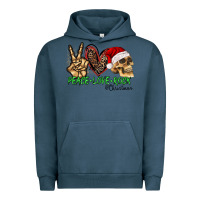Pigment Midnight Navy Peace Love Rock Christmas Urban Hoodie - CowhideDigitalArt