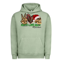 Pigment Oil Green Peace Love Rock Christmas Urban Hoodie - CowhideDigitalArt
