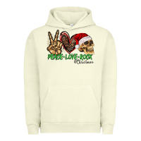 Pigment Pistachio Peace Love Rock Christmas Urban Hoodie - CowhideDigitalArt