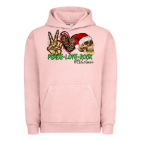 Pigment Salmon Peace Love Rock Christmas Urban Hoodie - CowhideDigitalArt