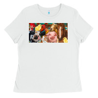 White Farm animals with aztec Ladies Tee - RanaPortraitStore