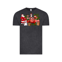 Vintage Black Santa Snowman Reindeer Penguin Elf Christmas Truck Vintage Tee - BundleAndBundleShop