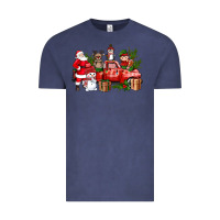 Vintage Denim Santa Snowman Reindeer Penguin Elf Christmas Truck Vintage Tee - BundleAndBundleShop