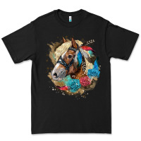 Black haflinger horse floral Premium Tee - LillyAllenDesigns
