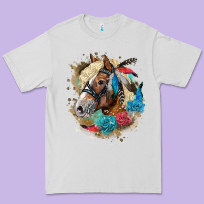 Haflinger Horse Floral Premium Tee Designed By Lillyallendesigns