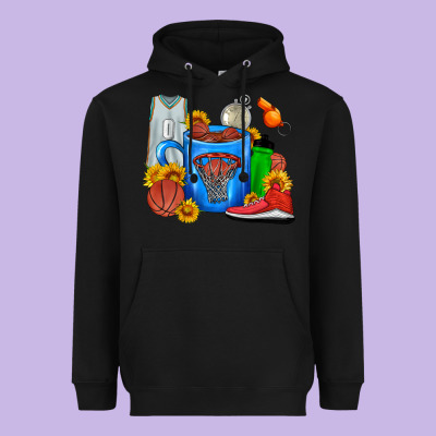Basketball Coffee Cup Heavyweight Hoodie Designed By Fadigitalartstudio