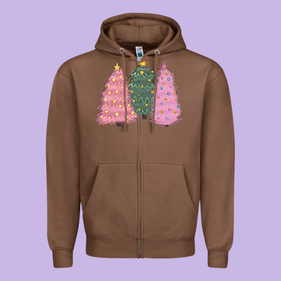 Christmas Trees Zipper Hoodie Designed By Cowgirlartshop